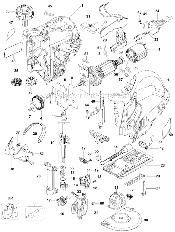 Page A Diagram and Parts List for JS700BL Type 1 Black and Decker Jig Saw
